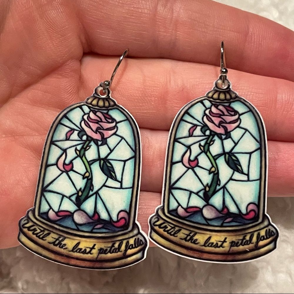 Beauty and the beast rose earrings​